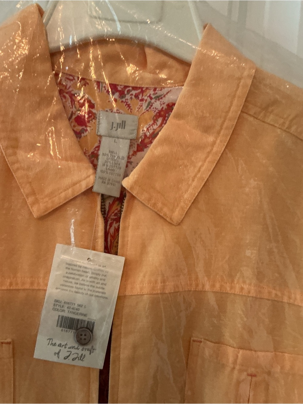 J. Jill Light Orange Utility Jacket with Button Flap Pockets - Picture 3 of 6